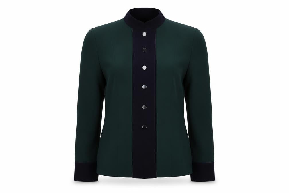 JH Collectibles Women's Green Wool Blazer Size 12 Classic Buttoned Long Sleeve