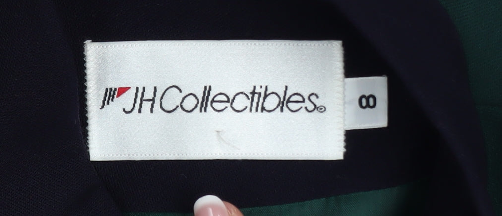 JH Collectibles Women's Green Wool Blazer Size 12 Classic Buttoned Long Sleeve