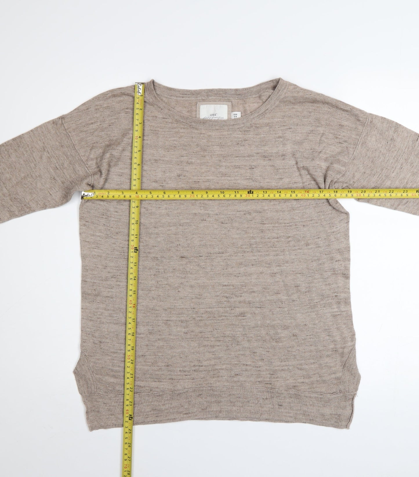 H&M L.O.G.G Womens Beige Cotton Crew Neck Jumper Size 12