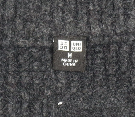 Uniqlo Men's Black M High Neck 1/2 Zip Chunky Knit Jumper