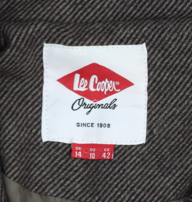 Lee Cooper Women’s Brown Wool Blend Pea Coat Size 14 Classic Mid-Length