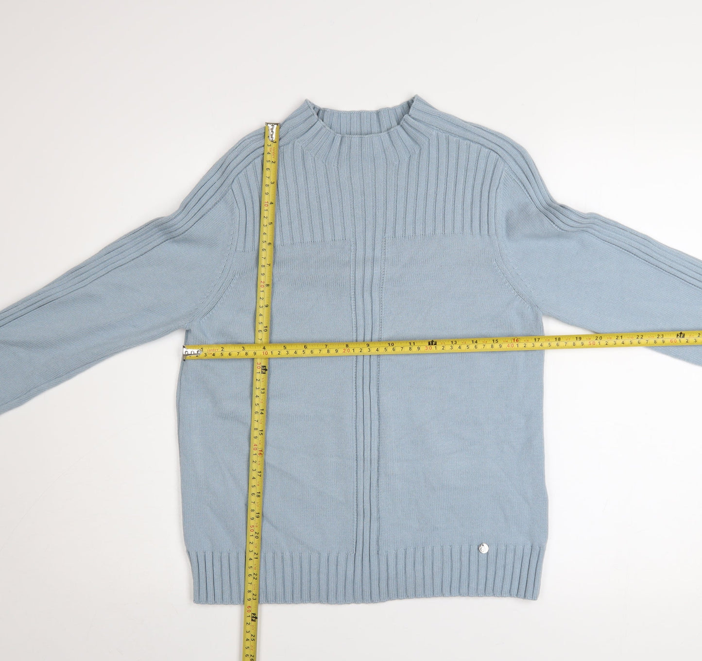 Gollehaug Women Blue Mock Neck Long Sleeve Knit Jumper Size 12