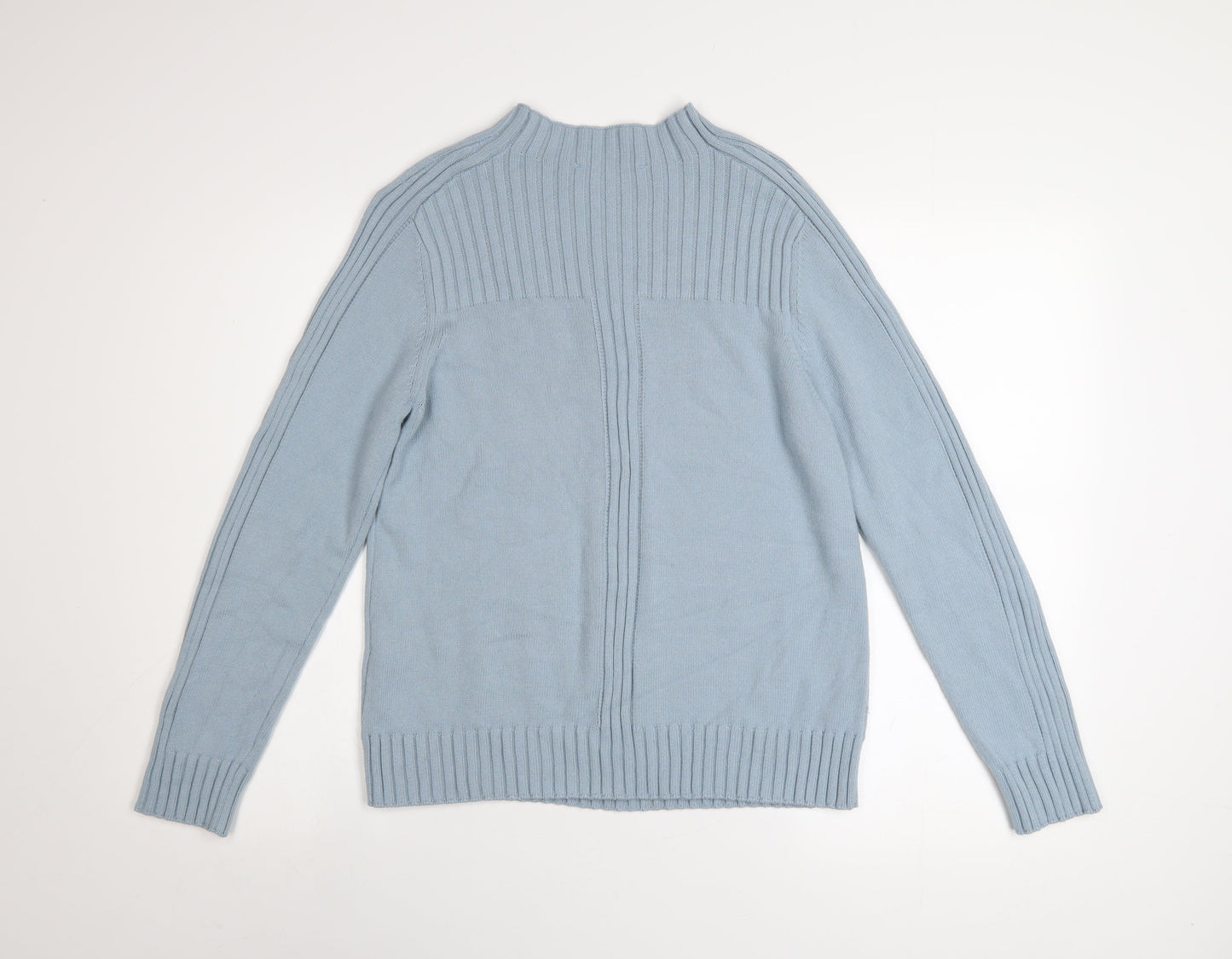 Gollehaug Women Blue Mock Neck Long Sleeve Knit Jumper Size 12