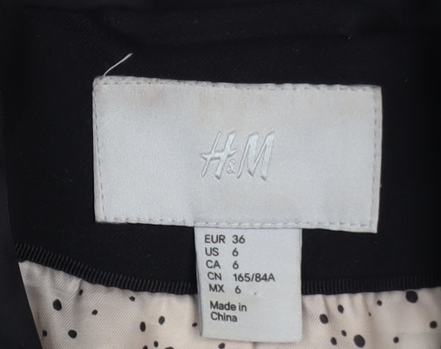 H&M Women Black Size 8 Shawl Lapel Single-Breasted Blazer Jacket