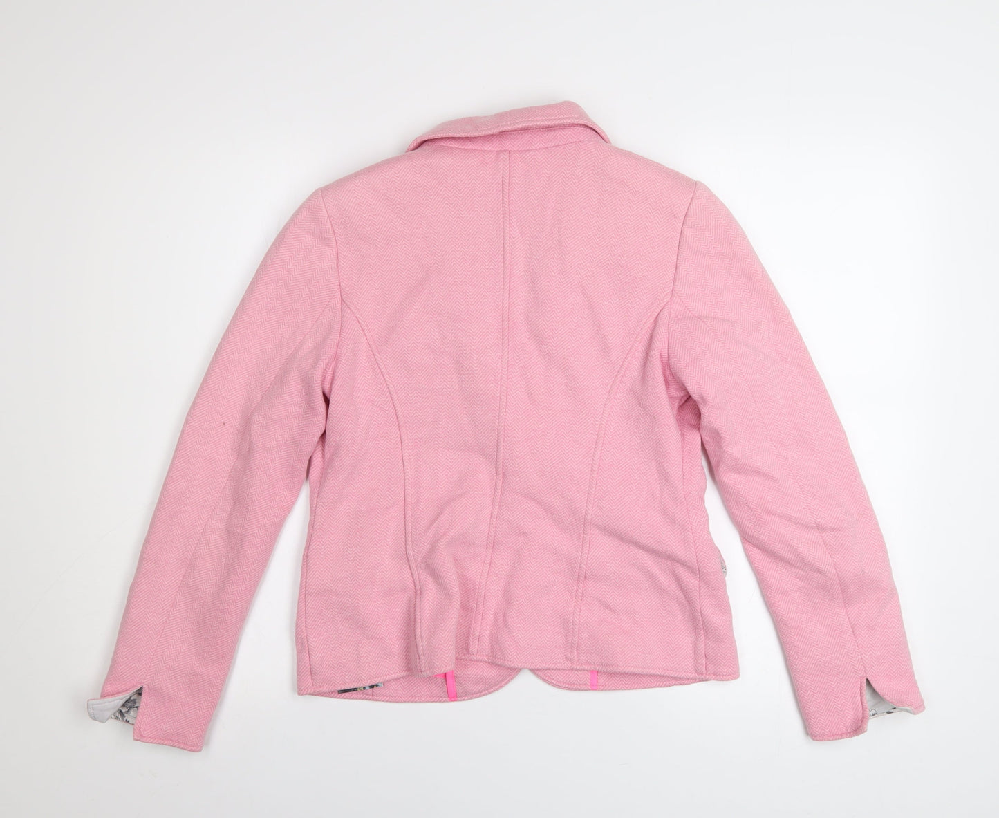 Joules Womens Pink Blazer UK 8 Classic Single-Breasted Cotton Blend