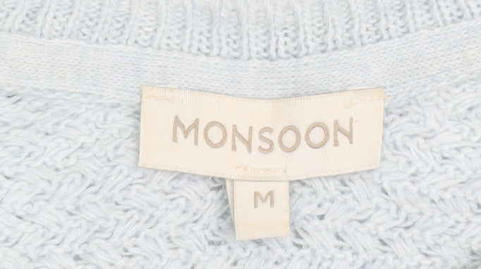 Monsoon Women Blue Knit Alpaca Blend Pullover Jumper M