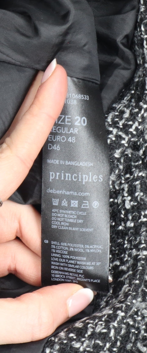 Principles Women’s Black Tweed Mid-Length Overcoat Size 20
