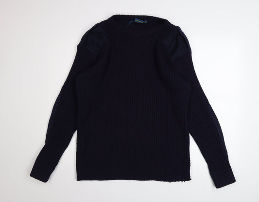 Champion Men’s Blue XL Rib Knit Acrylic Crew Neck Jumper