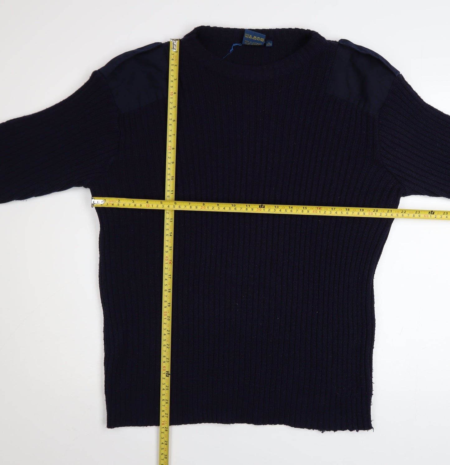 Champion Men’s Blue XL Rib Knit Acrylic Crew Neck Jumper