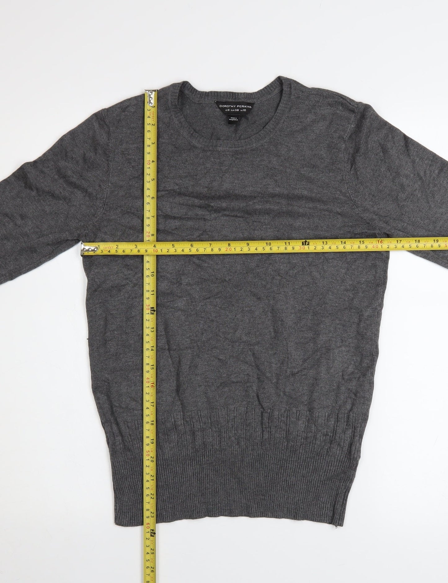 Dorothy Perkins Women's Grey Size 10 Crew Neck Long Sleeve Jumper