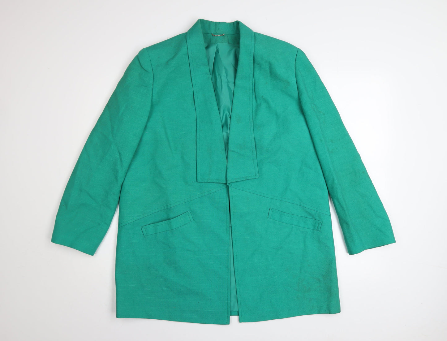 Julius Womens Green Linen Mid-Length Blazer Jacket Size 12