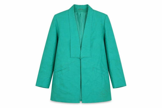 Julius Womens Green Linen Mid-Length Blazer Jacket Size 12