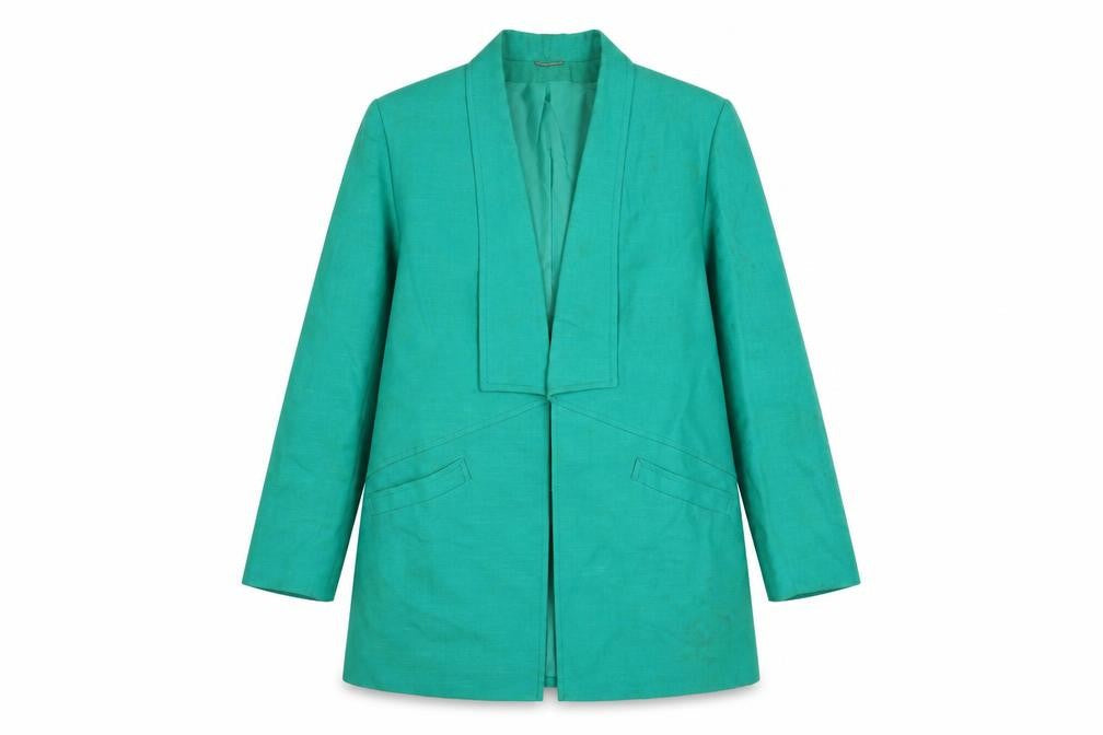 Julius Womens Green Linen Mid-Length Blazer Jacket Size 12