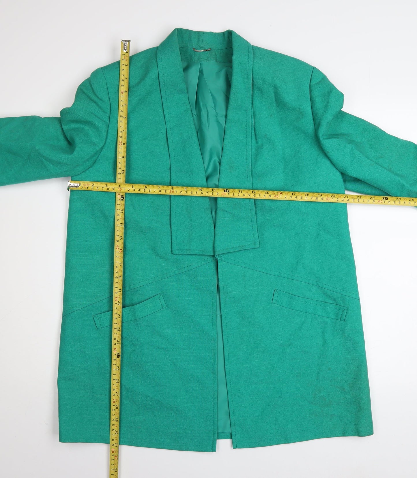 Julius Womens Green Linen Mid-Length Blazer Jacket Size 12