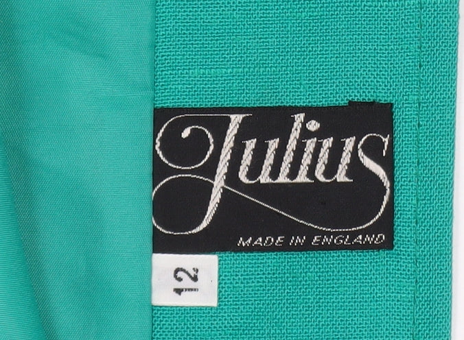 Julius Womens Green Linen Mid-Length Blazer Jacket Size 12