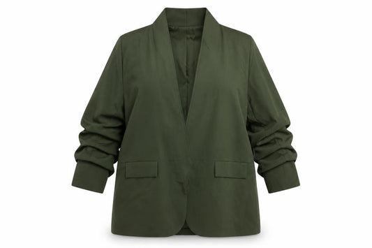 New Collection Womens Green XL Blazer Jacket – Lined Open Front
