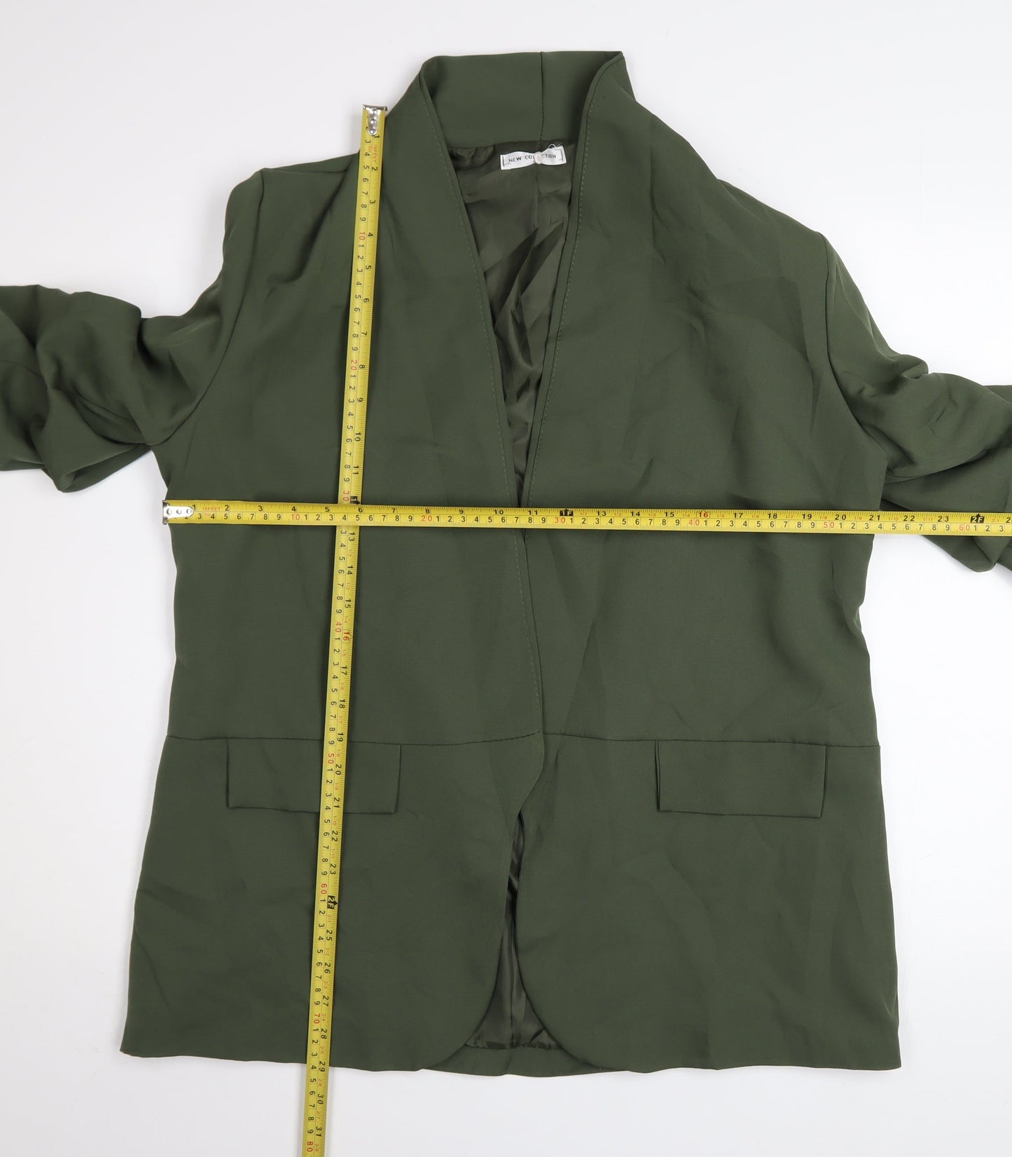 New Collection Womens Green XL Blazer Jacket – Lined Open Front