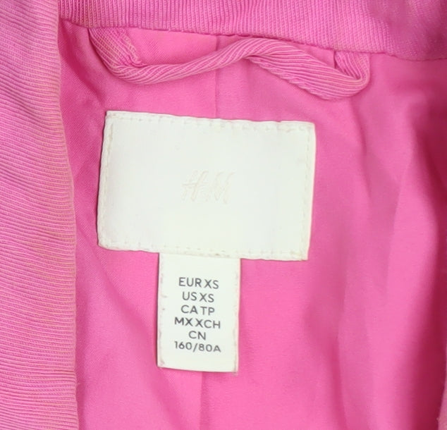 H&M Women’s Pink Blazer XS Regular Fit Single Button Cotton Feel