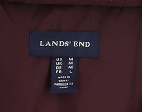 Lands' End Womens Red Down Puffer Jacket L Fur Hood Winter Coat