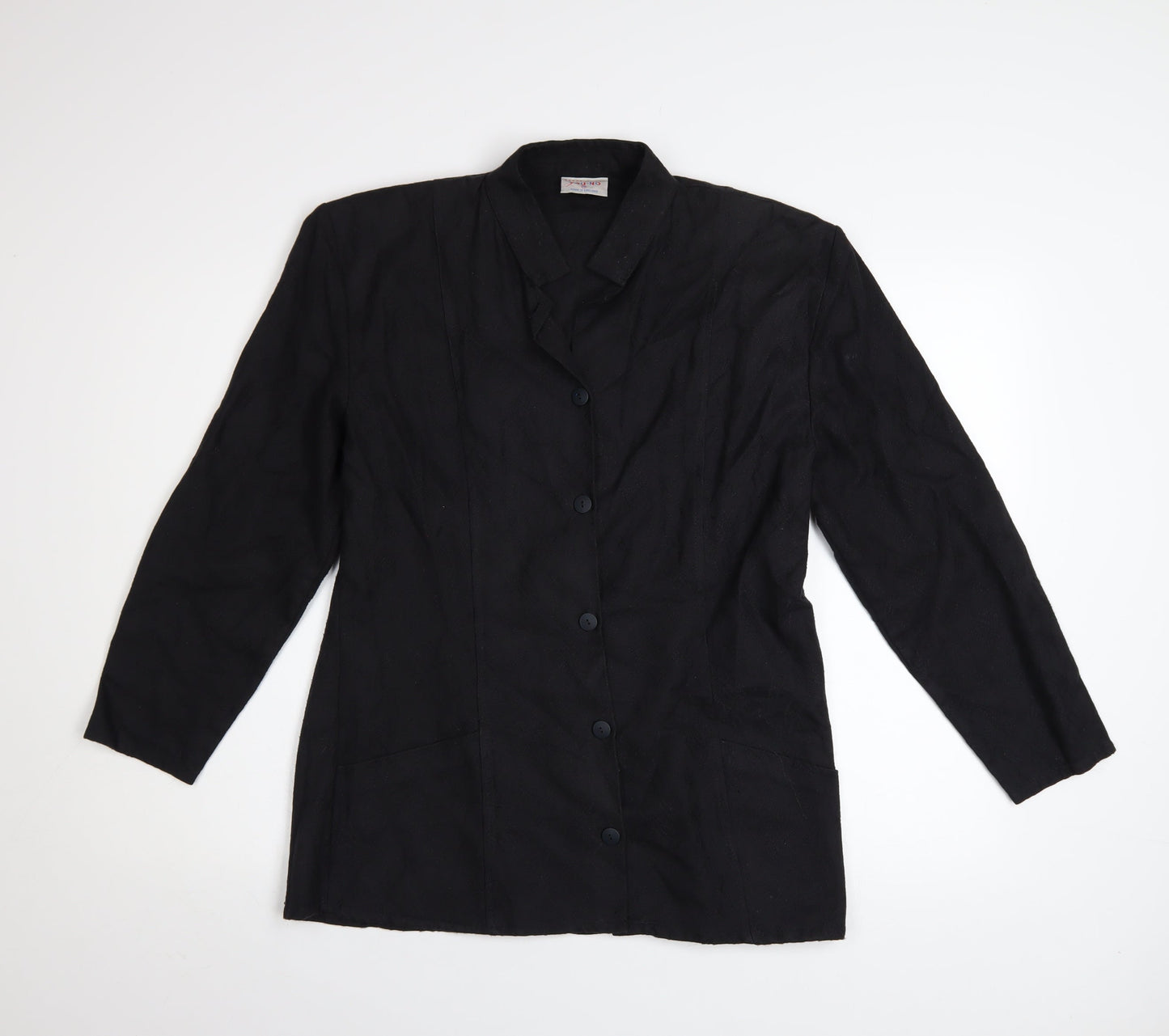 YOU-NO Women's Black Size 14 Vintage Cotton Blend Blazer