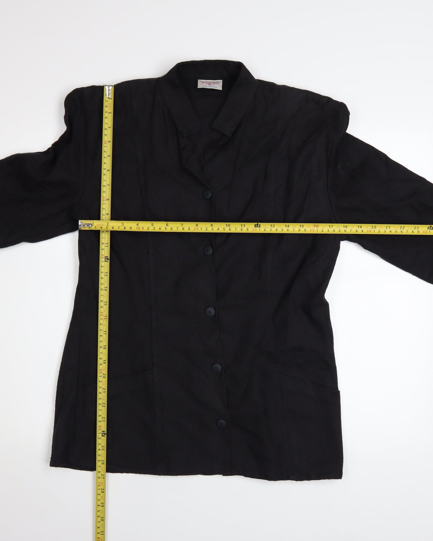YOU-NO Women's Black Size 14 Vintage Cotton Blend Blazer