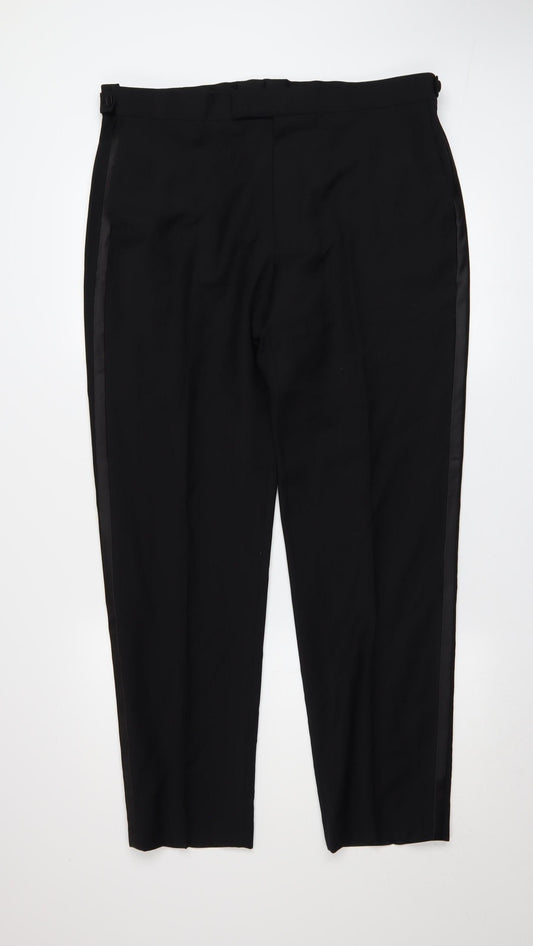 Marks and Spencer Men’s Black Wool Blend Dress Trousers 38R
