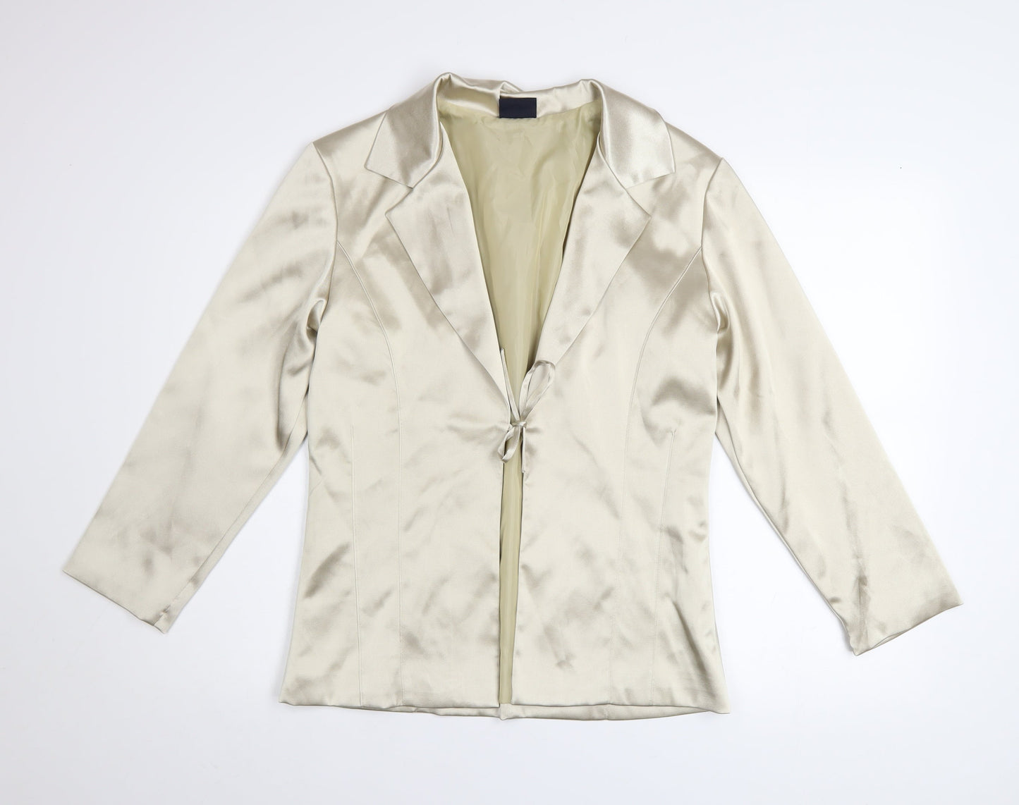 Pilot Women’s Ivory Satin Slim Fit Tie Front Blazer Size 12