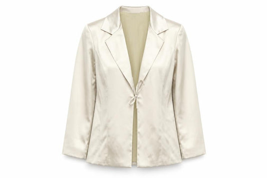 Pilot Women’s Ivory Satin Slim Fit Tie Front Blazer Size 12