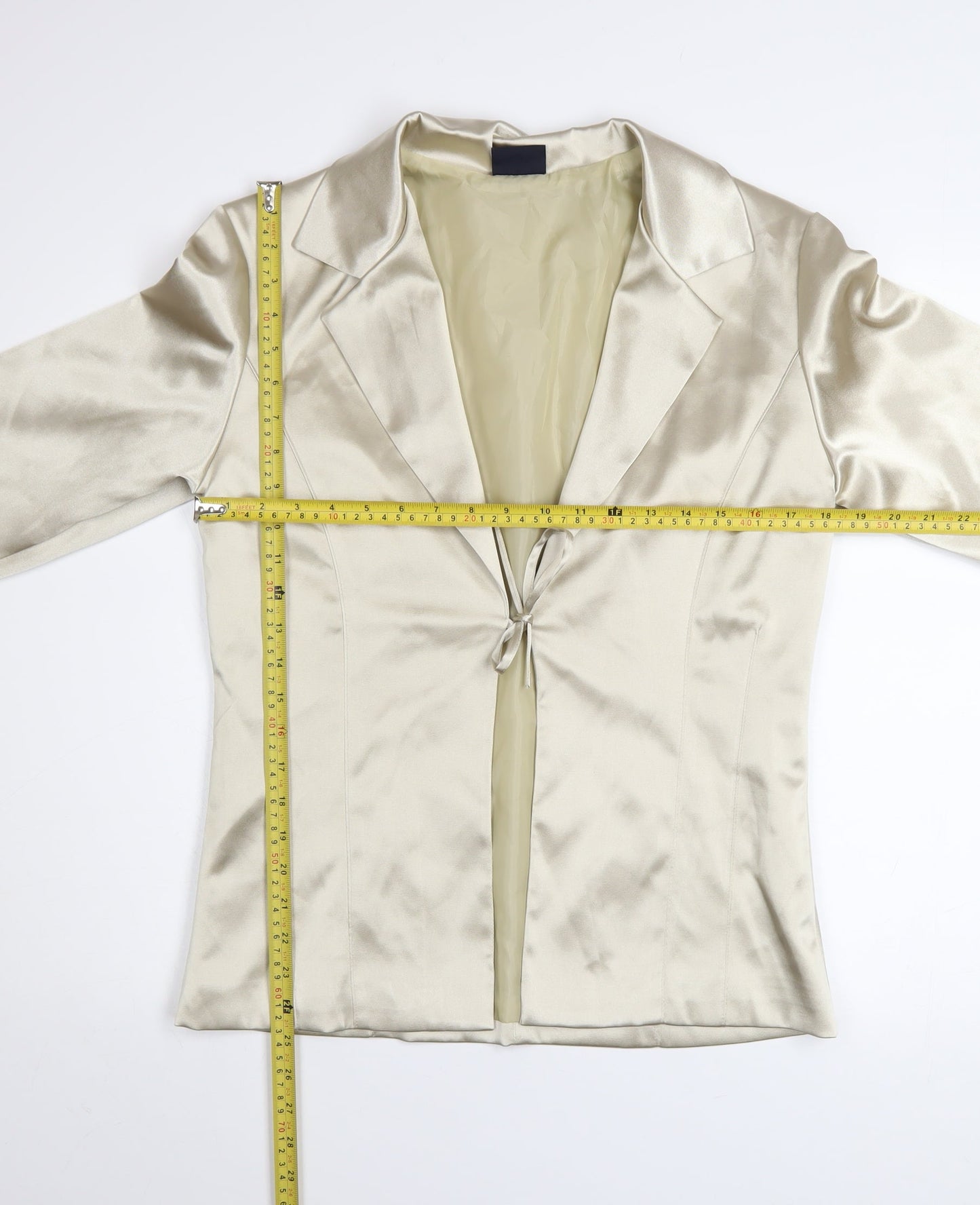 Pilot Women’s Ivory Satin Slim Fit Tie Front Blazer Size 12