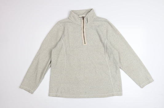 Regatta Women Grey Striped 1/4 Zip Fleece Sweatshirt UK 14