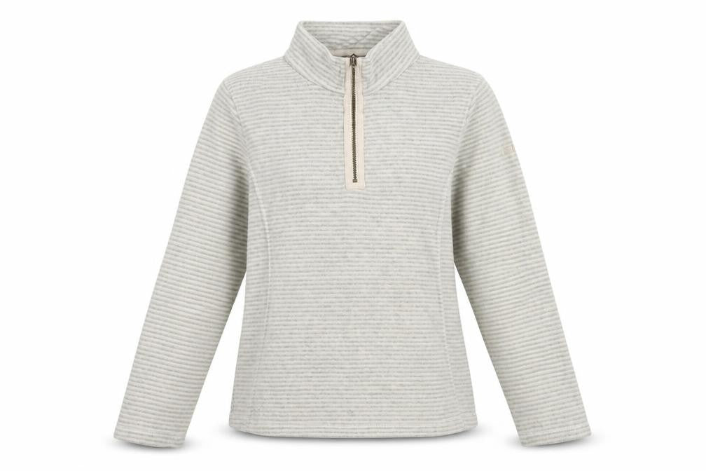 Regatta Women Grey Striped 1/4 Zip Fleece Sweatshirt UK 14