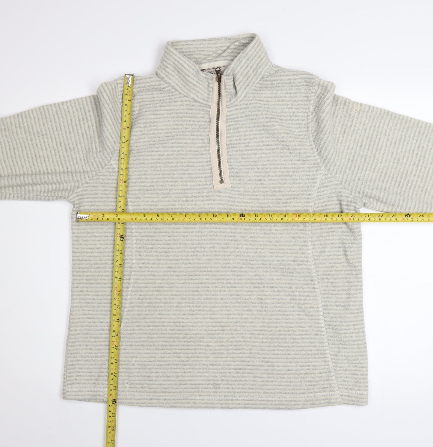 Regatta Women Grey Striped 1/4 Zip Fleece Sweatshirt UK 14