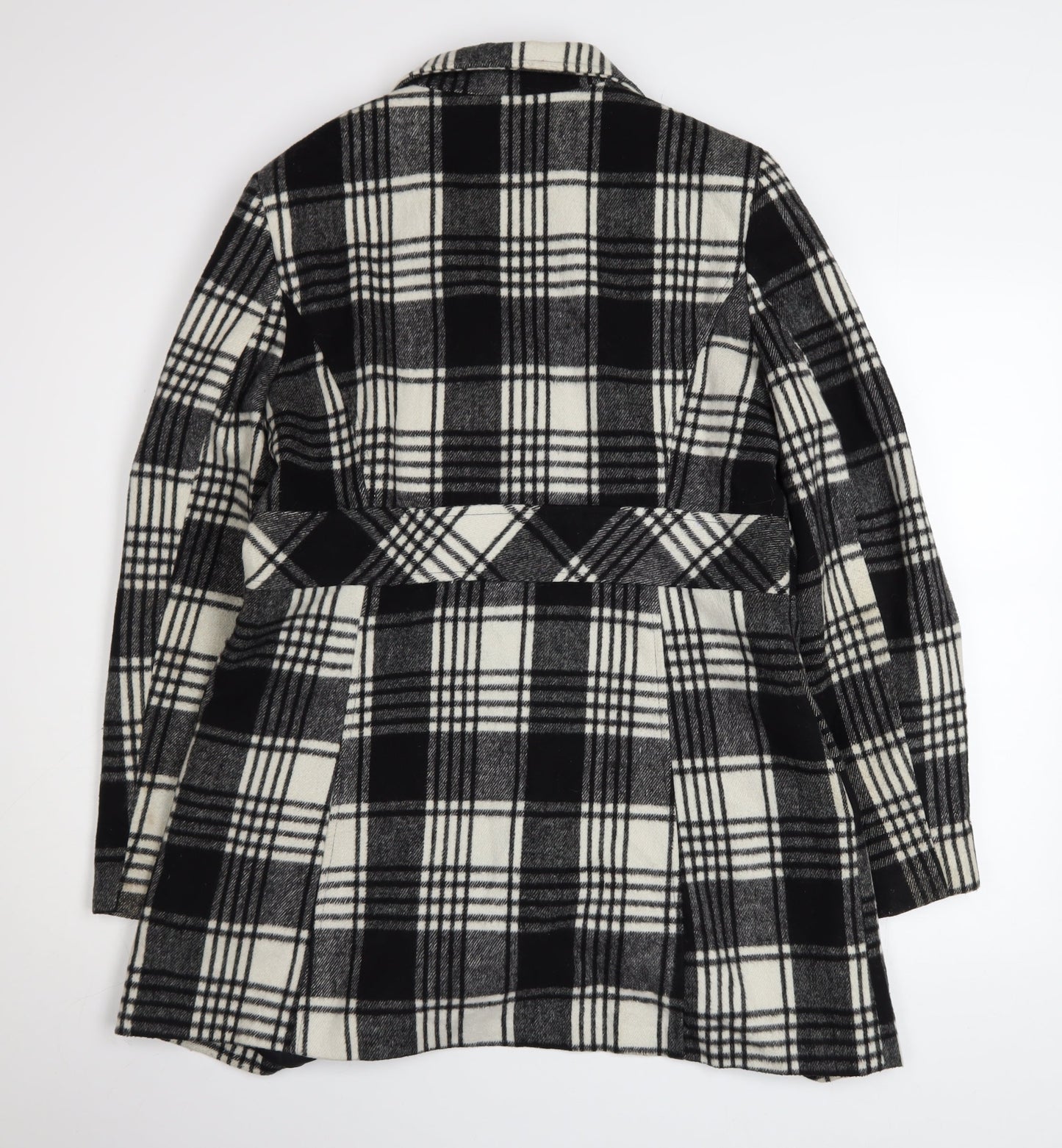 George Women’s Black Check Wool Blend Mid-Length Coat Size 14