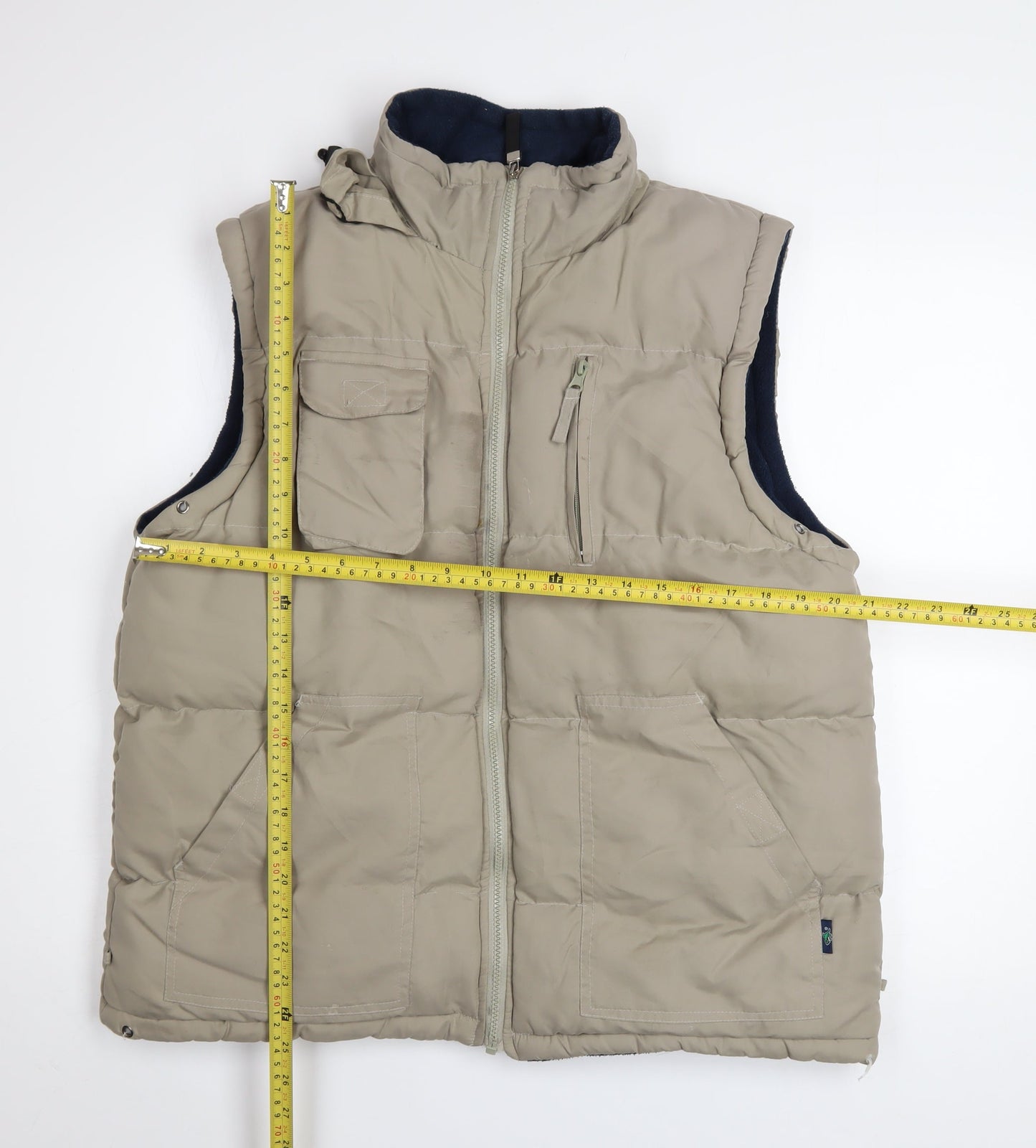 Le Shark Men's Beige Puffer Waistcoat M Polyester Lined Outdoor Zip Vest