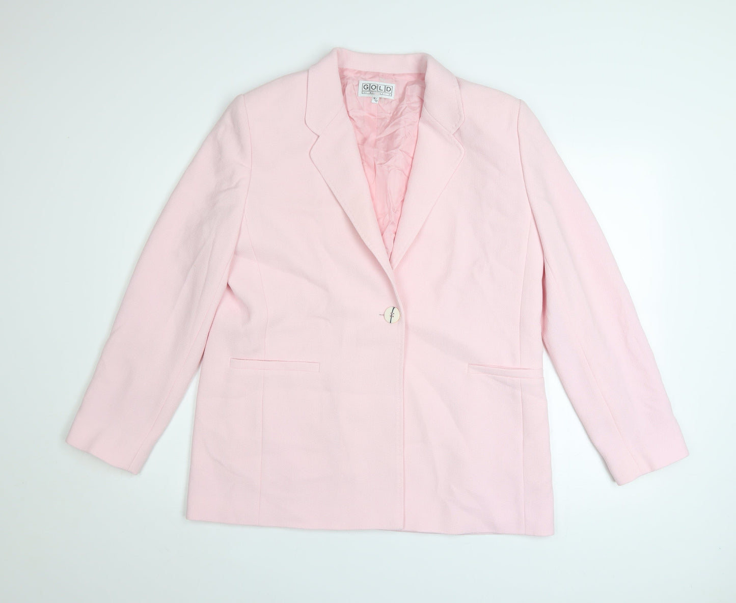 Gold by Michael H Womens Pink Blazer Size 14 Classic Lined Jacket