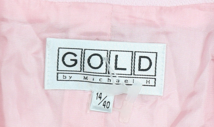 Gold by Michael H Womens Pink Blazer Size 14 Classic Lined Jacket