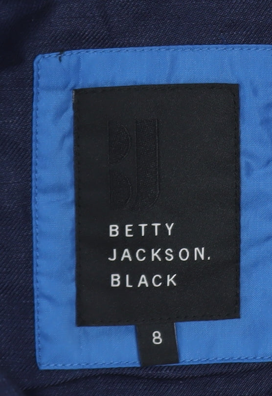 Betty Jackson Black Women's Blue Linen Blend Blazer Size 8