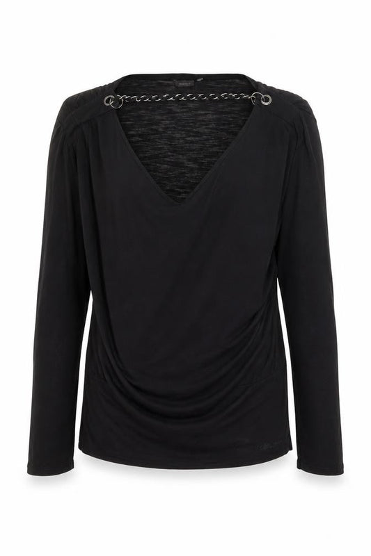 Firetrap Women's Black Wrap Long Sleeve Lyocell Blouse Size M
