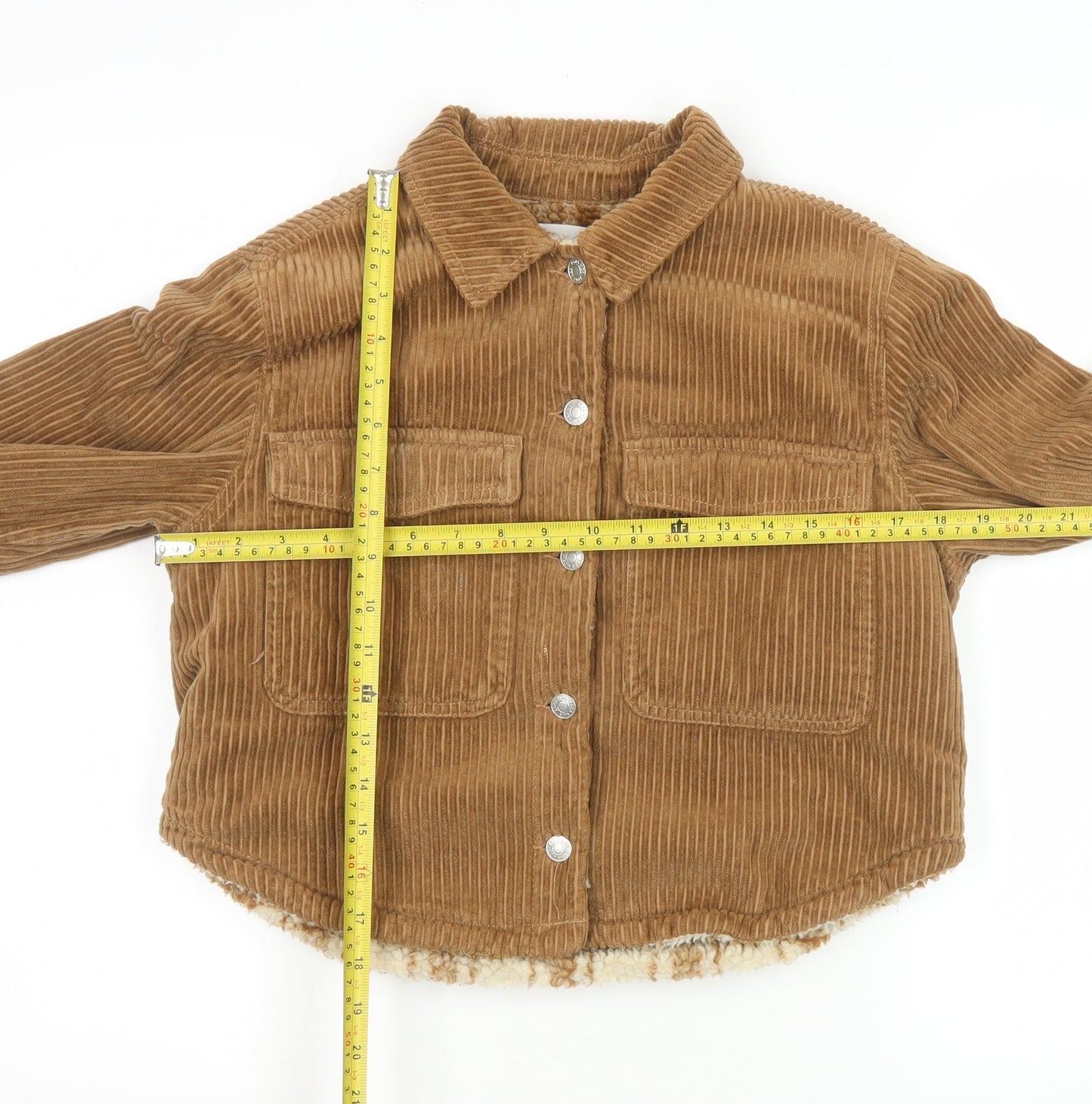 ZARA Girls Brown Corduroy Sherpa Lined Shirt Jacket 9-10 Years