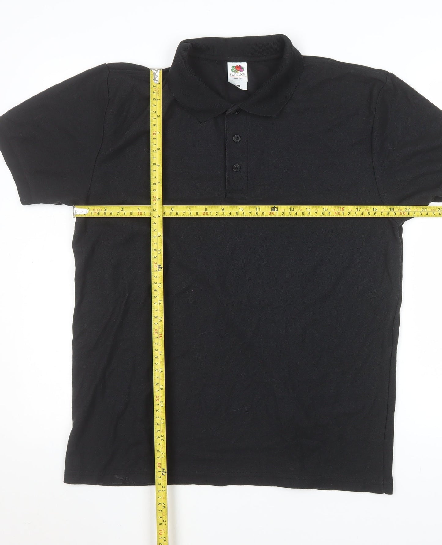 Fruit of the Loom Men's Black L Polo Shirt Cotton Blend
