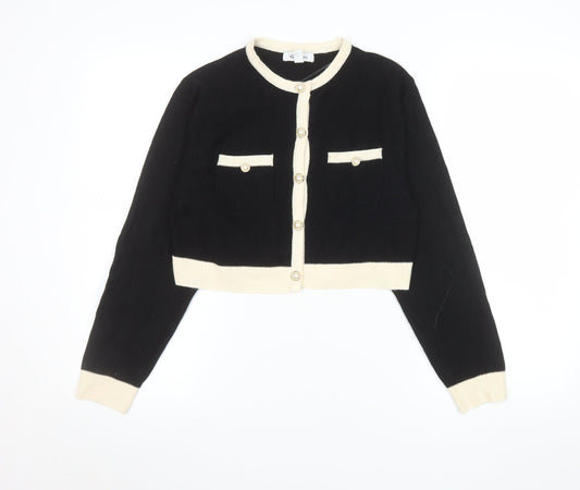 Wild Flower Womens Black Cream Knit Cardigan UK S Classic Style
