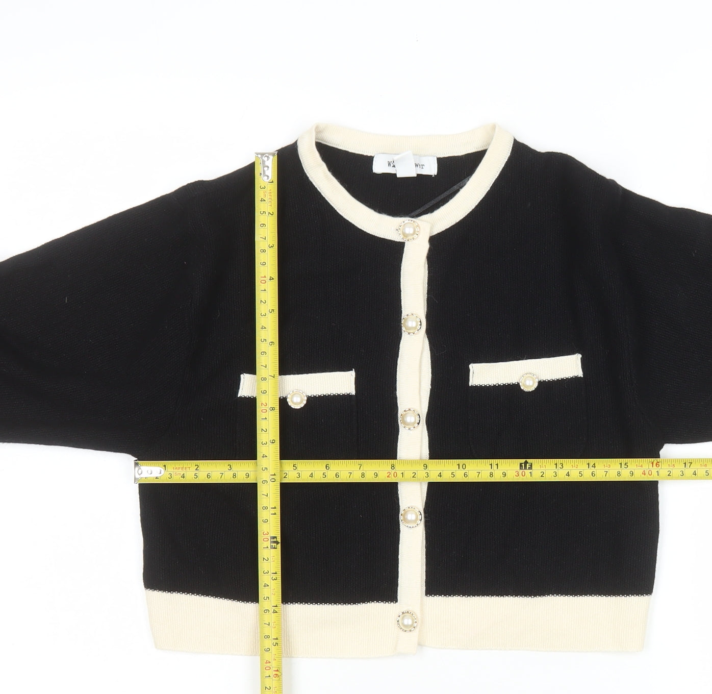 Wild Flower Womens Black Cream Knit Cardigan UK S Classic Style