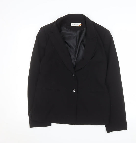 Calvin Klein Womens Black Size 10 Single-Breasted Blazer Jacket
