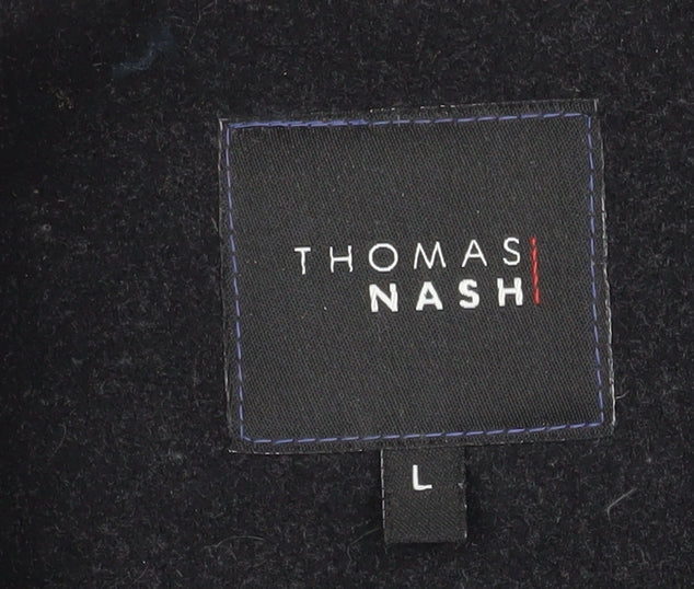 Thomas Nash Men's Black Wool Pea Coat L Classic Winter Jacket