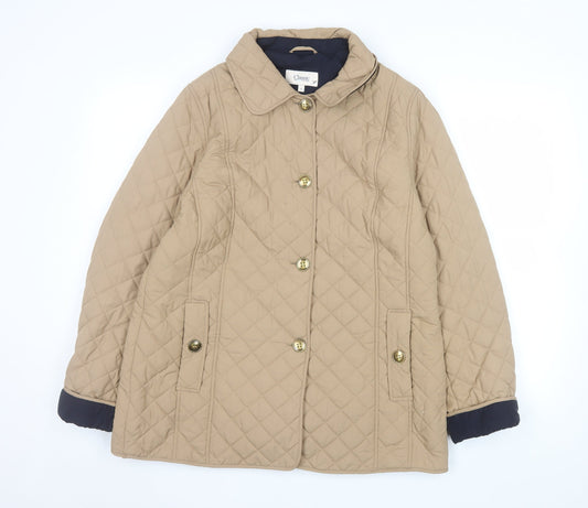 Marks and Spencer Women Beige Quilted Mid-Length Jacket Size 16