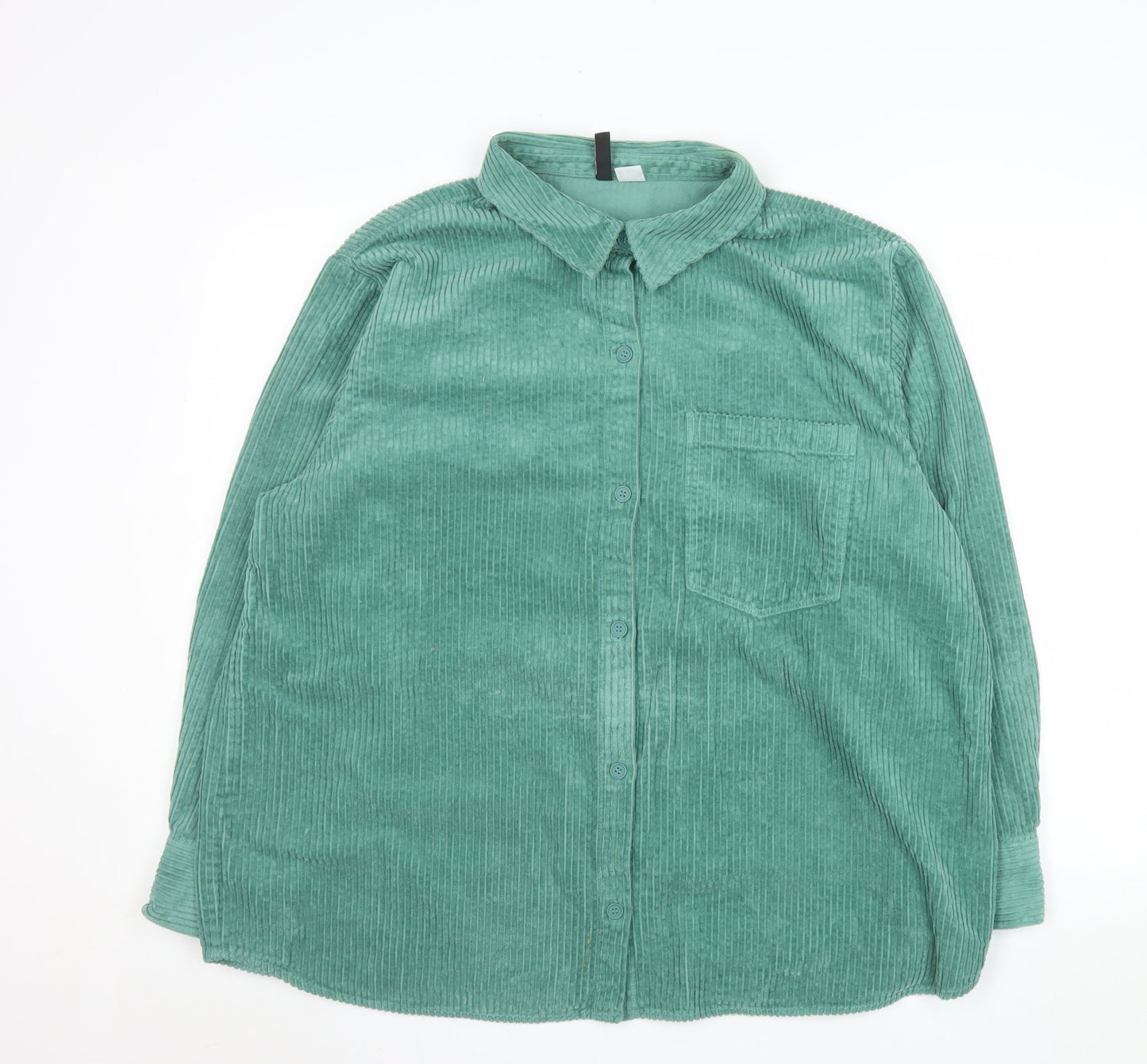 H&M Divided Women’s Green Corduroy Button-Up Jacket Size 14