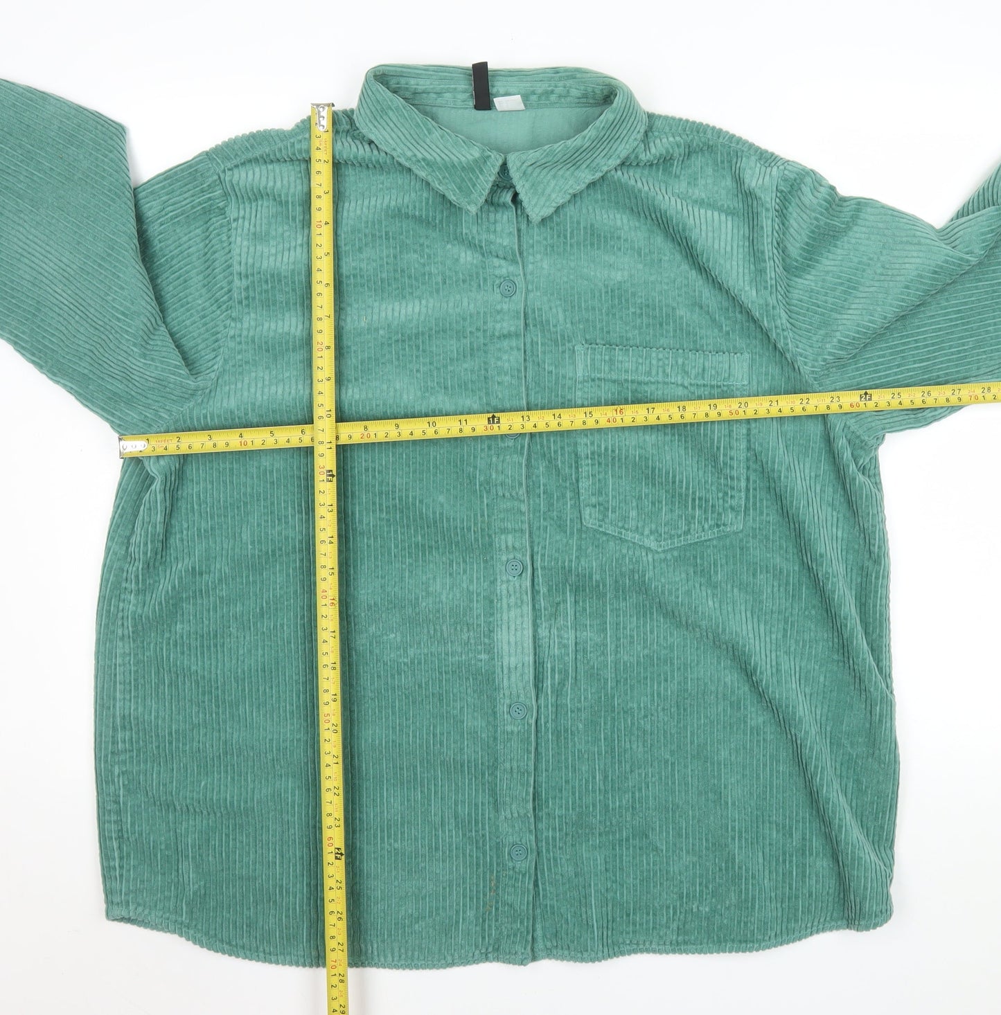 H&M Divided Women’s Green Corduroy Button-Up Jacket Size 14
