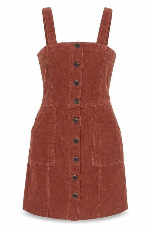 Denim Co. Women Brown Corduroy Pinafore Dress Size 10