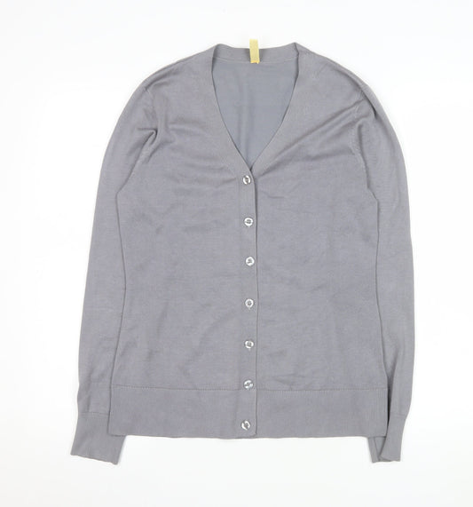Haomeili Womens Grey V-Neck Button Cardigan Size S