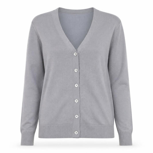 Haomeili Womens Grey V-Neck Button Cardigan Size S